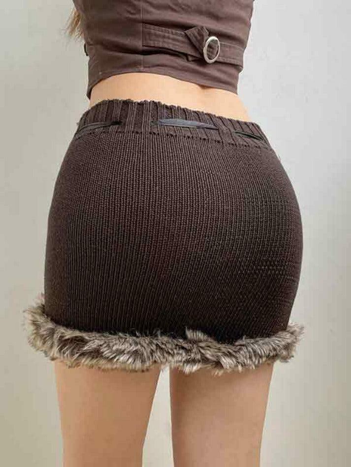 Coquette Aesthetic Plush Hem Ribbon Lace Up Mini Skirt Coquette Aesthetic Plush Hem Ribbon Lace Up Mini Skirt