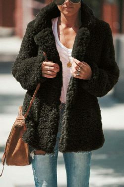 Coquette Aesthetic Plush Midi Jacket Coat for Women - Y2K Fashion Statement Piece