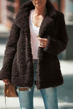 Coquette Aesthetic Plush Midi Jacket Coat for Women - Y2K Fashion Statement Piece