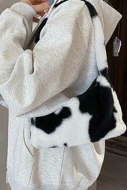 Coquette Aesthetic Plush Shoulder Bag - Y2K Fashion Statement with Grunge and Pastel Goth Vibes