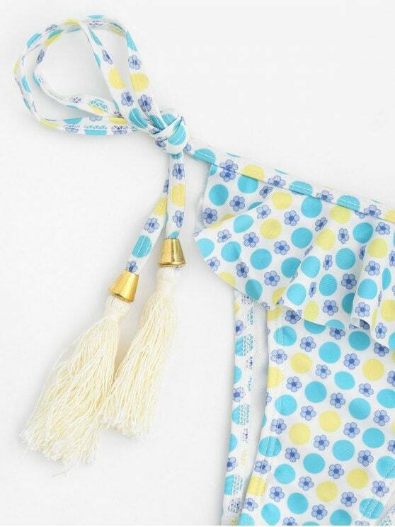 Coquette Aesthetic Polka Dot Bralette & Ruffles String Bikini - Y2K Fashion Women's Swimwear Coquette Aesthetic Polka Dot Bralette & Ruffles String Bikini - Y2K Fashion Women's Swimwear