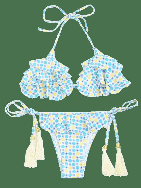 Coquette Aesthetic Polka Dot Bralette & Ruffles String Bikini - Y2K Fashion Women's Swimwear Coquette Aesthetic Polka Dot Bralette & Ruffles String Bikini - Y2K Fashion Women's Swimwear