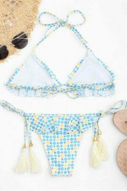 Coquette Aesthetic Polka Dot Bralette & Ruffles String Bikini - Y2K Fashion Women's Swimwear
