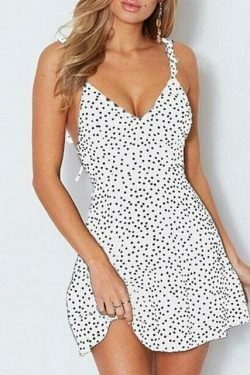 Coquette Aesthetic Polka Dot Ruffled Cami Dress - Y2K Fashion Statement Piece
