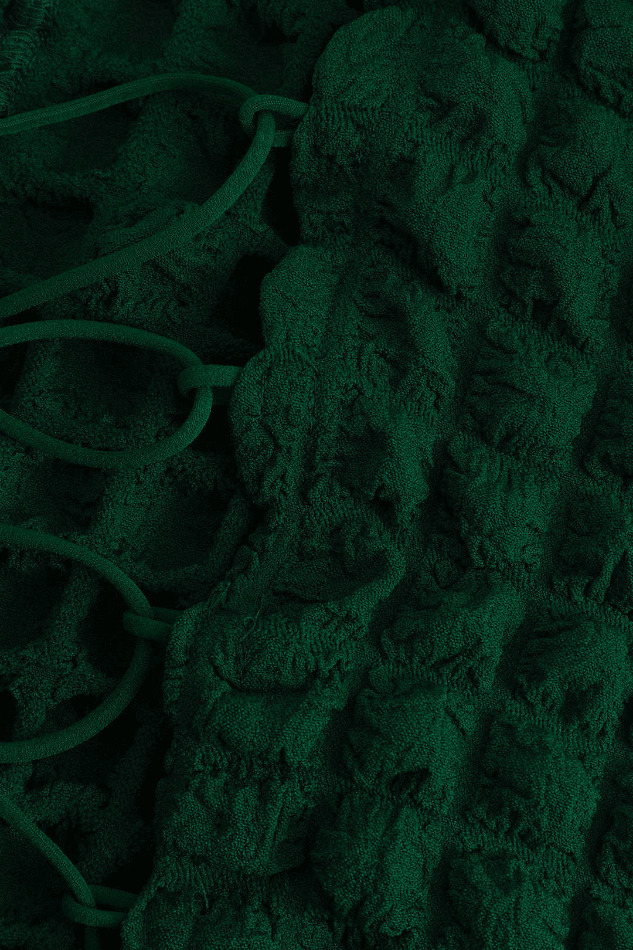 Coquette Aesthetic Popcorn Textured Mini Dress with Tie Side