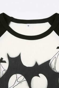 Coquette Aesthetic Print Bow Decor Raglan Long Sleeve Knit