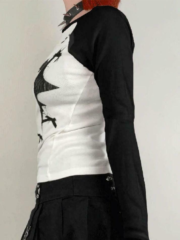 Coquette Aesthetic Print Bow Decor Raglan Long Sleeve Knit