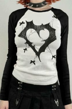 Coquette Aesthetic Print Bow Decor Raglan Long Sleeve Knit