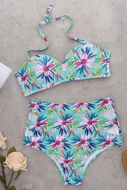 Coquette Aesthetic Printed Push-Up High Waist Bikini Set - Y2K Fashion Swimwear