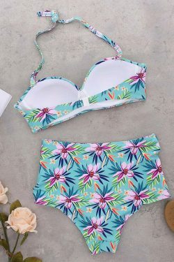 Coquette Aesthetic Printed Push-Up High Waist Bikini Set - Y2K Fashion Swimwear