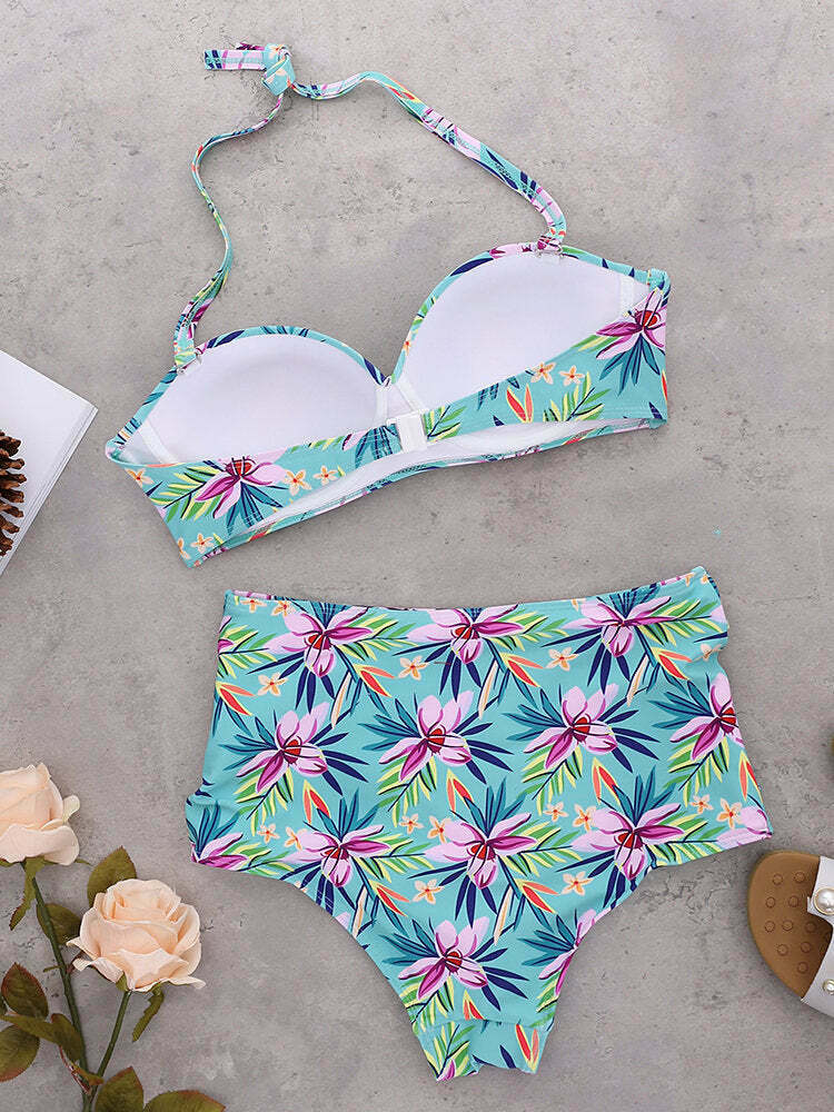 Coquette Aesthetic Printed Push-Up High Waist Bikini Set - Y2K Fashion Swimwear Coquette Aesthetic Printed Push-Up High Waist Bikini Set - Y2K Fashion Swimwear