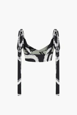 Coquette Aesthetic Printed Tie Strap Cami with Drawstring Slit Skirt Set