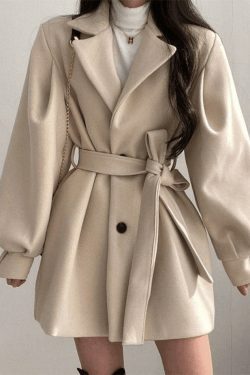 Coquette Aesthetic Puff Sleeve Woolen Coat - Y2K Fashion Statement Piece