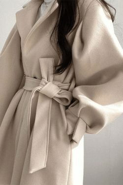 Coquette Aesthetic Puff Sleeve Woolen Coat - Y2K Fashion Statement Piece