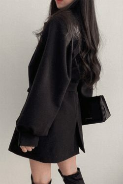 Coquette Aesthetic Puff Sleeve Woolen Coat - Y2K Fashion Statement Piece