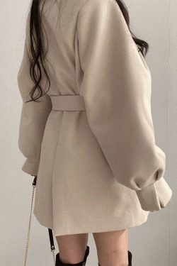 Coquette Aesthetic Puff Sleeve Woolen Coat - Y2K Fashion Statement Piece