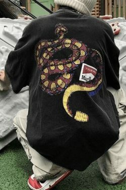 Coquette Aesthetic Rattle Snake Graphic Tee - Y2K Fashion Men's Short Sleeve Shirt