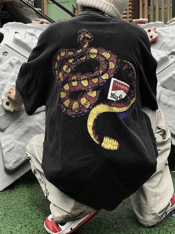 Coquette Aesthetic Rattle Snake Graphic Tee - Y2K Fashion Men's Short Sleeve Shirt Coquette Aesthetic Rattle Snake Graphic Tee - Y2K Fashion Men's Short Sleeve Shirt