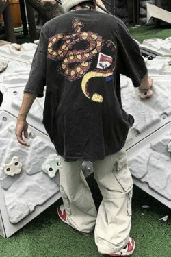 Coquette Aesthetic Rattle Snake Graphic Tee - Y2K Fashion Men's Short Sleeve Shirt