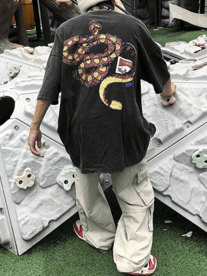 Coquette Aesthetic Rattle Snake Graphic Tee - Y2K Fashion Men's Short Sleeve Shirt Coquette Aesthetic Rattle Snake Graphic Tee - Y2K Fashion Men's Short Sleeve Shirt