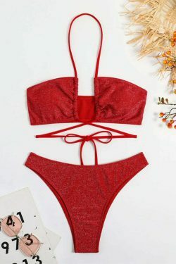 Coquette Aesthetic Red Bikini Set for Women: Y2K Fashion Swimwear