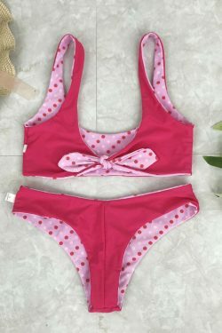 Coquette Aesthetic Red Polka Dot Bikini Set - Y2K Fashion Swimwear