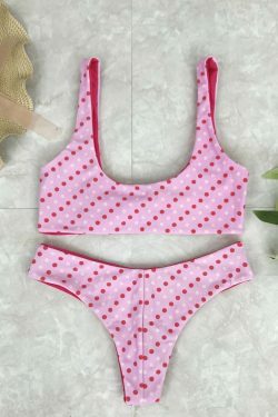 Coquette Aesthetic Red Polka Dot Bikini Set - Y2K Fashion Swimwear