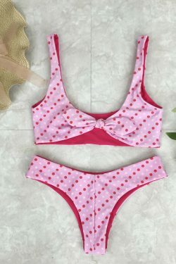 Coquette Aesthetic Red Polka Dot Bikini Set - Y2K Fashion Swimwear