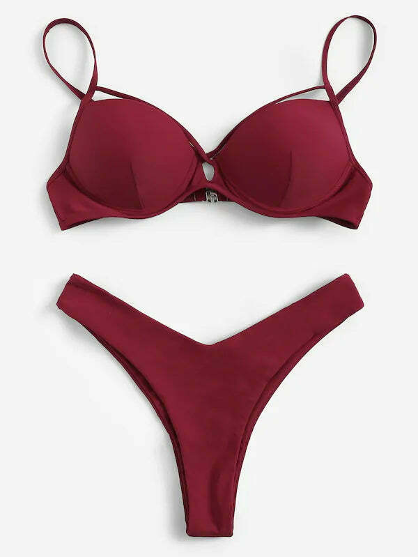 Coquette Aesthetic Red Slip High Leg Bikini Set - Y2K Fashion Swimwear Coquette Aesthetic Red Slip High Leg Bikini Set - Y2K Fashion Swimwear
