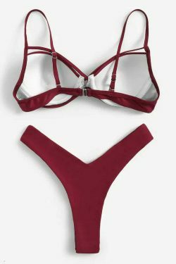 Coquette Aesthetic Red Slip High Leg Bikini Set - Y2K Fashion Swimwear