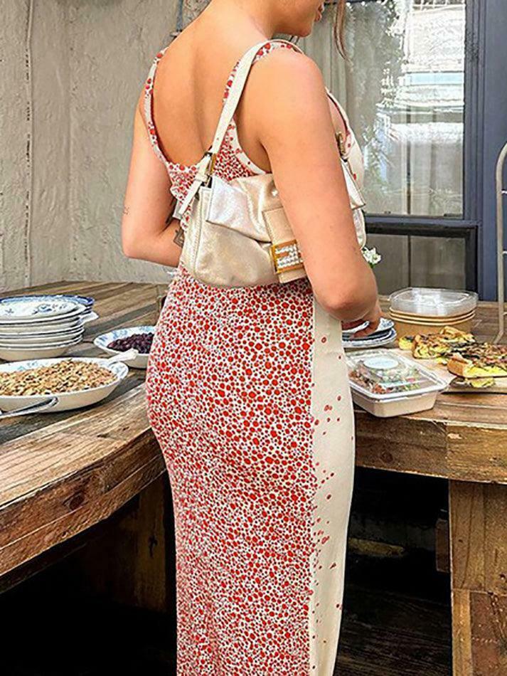 Coquette Aesthetic Red Spots Maxi Dress - Y2K Fashion Statement for Women Coquette Aesthetic Red Spots Maxi Dress - Y2K Fashion Statement for Women