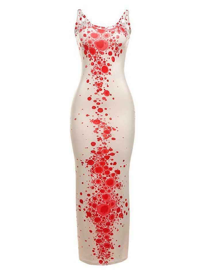 Coquette Aesthetic Red Spots Maxi Dress - Y2K Fashion Statement for Women Coquette Aesthetic Red Spots Maxi Dress - Y2K Fashion Statement for Women
