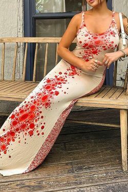 Coquette Aesthetic Red Spots Maxi Dress - Y2K Fashion Statement for Women