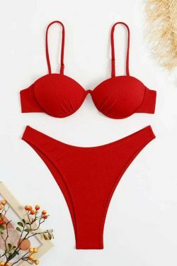 Coquette Aesthetic Red Swimsuit Bikini - Y2K Fashion Statement