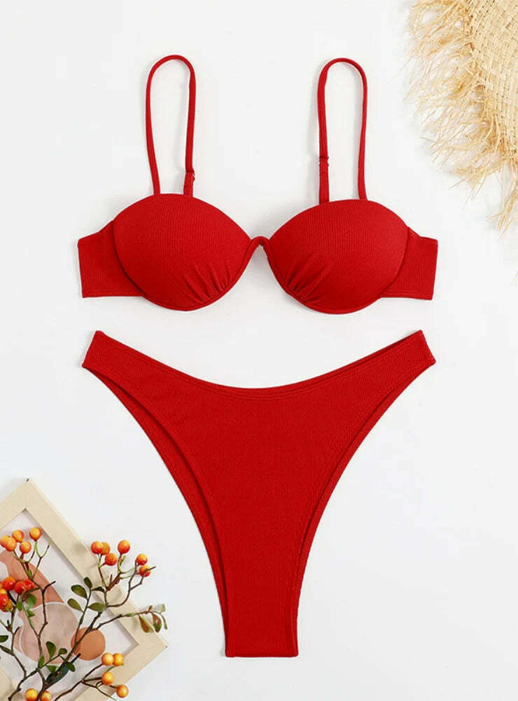 Coquette Aesthetic Red Swimsuit Bikini - Y2K Fashion Statement Coquette Aesthetic Red Swimsuit Bikini - Y2K Fashion Statement