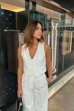 Coquette Aesthetic Reina V-Neck Sleeveless Waistcoat - Y2K Fashion Women's Clothing