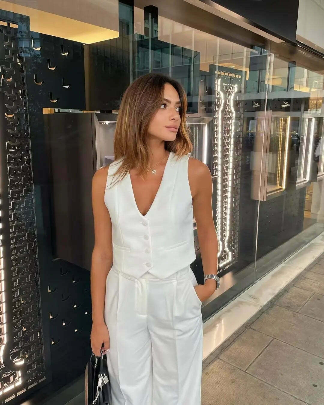 Coquette Aesthetic Reina V-Neck Sleeveless Waistcoat - Y2K Fashion Women's Clothing Coquette Aesthetic Reina V-Neck Sleeveless Waistcoat - Y2K Fashion Women's Clothing