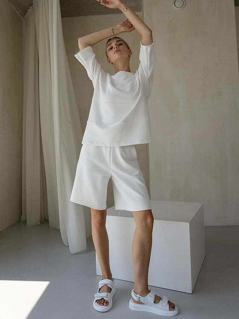 Coquette Aesthetic Remy Patchwork Shorts Set - Y2K Fashion Outfit Coquette Aesthetic Remy Patchwork Shorts Set - Y2K Fashion Outfit