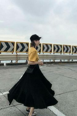 Coquette Aesthetic Reno Pleated Asymmetrical Long Skirt