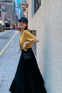 Coquette Aesthetic Reno Pleated Asymmetrical Long Skirt