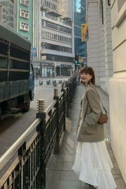 Coquette Aesthetic Reno Pleated Asymmetrical Long Skirt