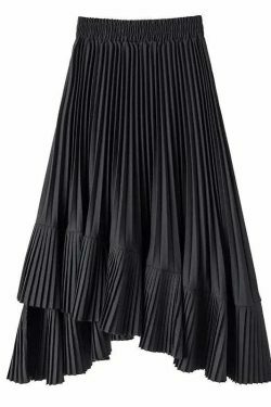 Coquette Aesthetic Reno Pleated Asymmetrical Long Skirt