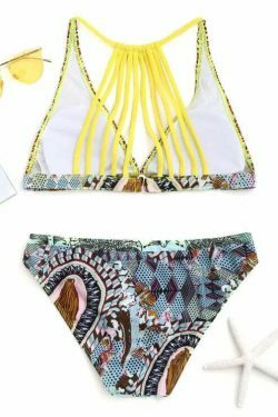 Coquette Aesthetic Retro Print Bikini with Padded Straps