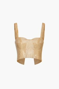 Coquette Aesthetic Rhinestone Chainmail Cami Top - Y2K Fashion Statement Piece