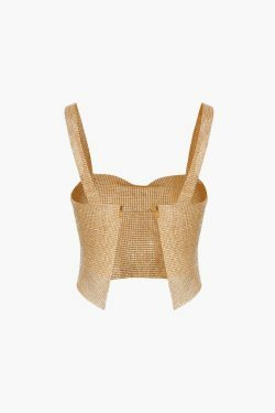 Coquette Aesthetic Rhinestone Chainmail Cami Top - Y2K Fashion Statement Piece