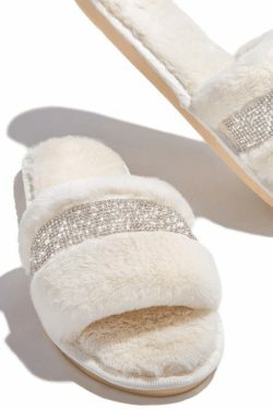 Coquette Aesthetic Rhinestone Fluff Slippers - Y2K Fashion Statement for Women