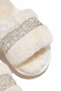 Coquette Aesthetic Rhinestone Fluff Slippers - Y2K Fashion Statement for Women