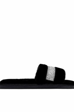 Coquette Aesthetic Rhinestone Fluff Slippers - Y2K Fashion Statement for Women