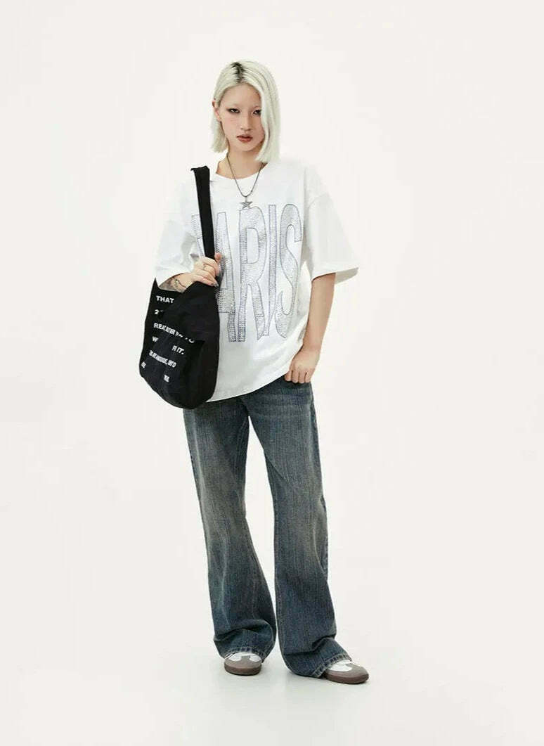 Coquette Aesthetic Rhinestone Slogan Tee - Y2K Fashion Statement for Women Coquette Aesthetic Rhinestone Slogan Tee - Y2K Fashion Statement for Women