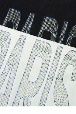 Coquette Aesthetic Rhinestone Slogan Tee - Y2K Fashion Statement for Women